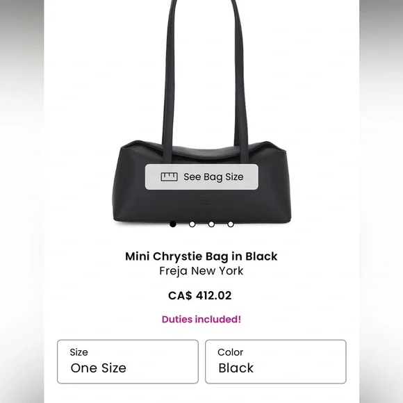 Freja Mini Chrystie Bag Black NWT - Picture 3 of 7